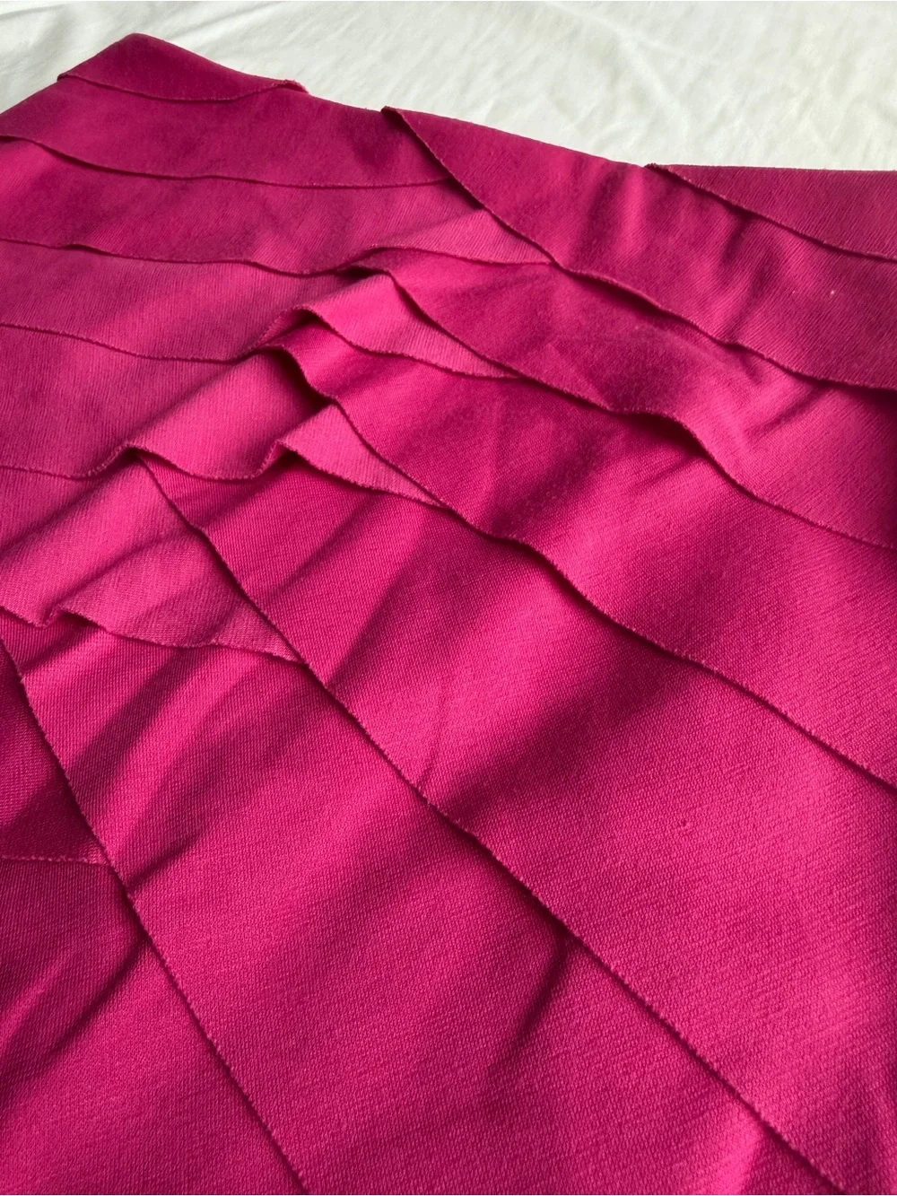 Magenta Layered Ruffle Mini Pencil Skirt